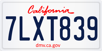 CA license plate 7LXT839