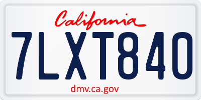 CA license plate 7LXT840