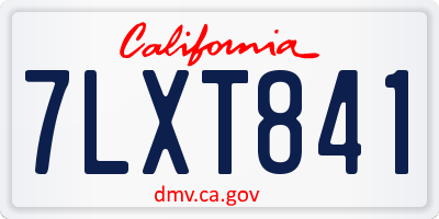 CA license plate 7LXT841