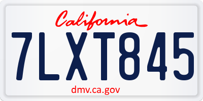CA license plate 7LXT845
