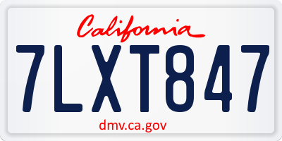 CA license plate 7LXT847