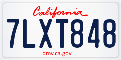 CA license plate 7LXT848