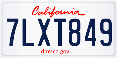 CA license plate 7LXT849