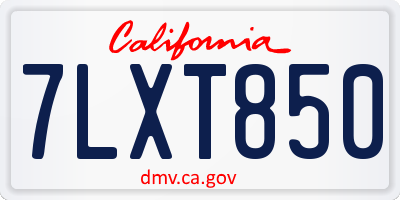 CA license plate 7LXT850