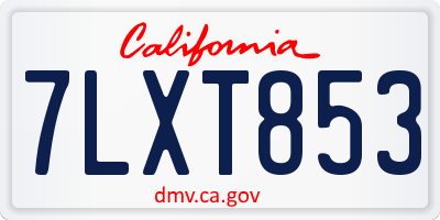 CA license plate 7LXT853