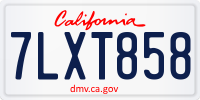 CA license plate 7LXT858