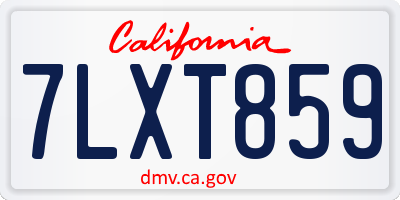 CA license plate 7LXT859
