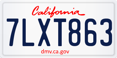 CA license plate 7LXT863
