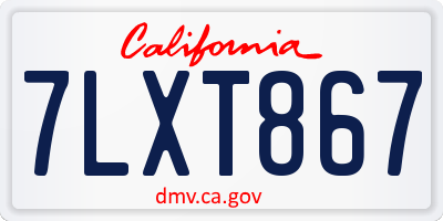 CA license plate 7LXT867