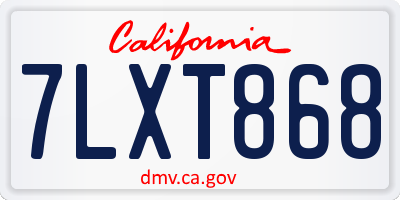 CA license plate 7LXT868