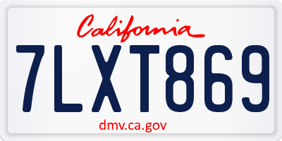 CA license plate 7LXT869