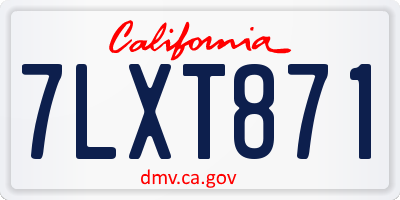 CA license plate 7LXT871