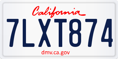 CA license plate 7LXT874