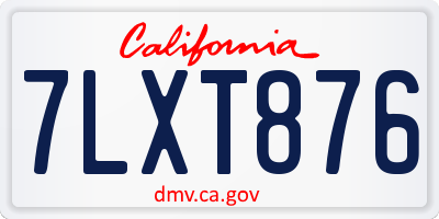 CA license plate 7LXT876