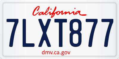 CA license plate 7LXT877