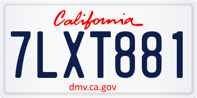 CA license plate 7LXT881