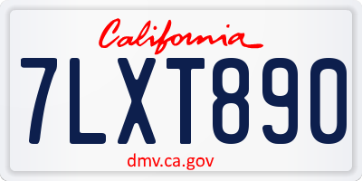 CA license plate 7LXT890