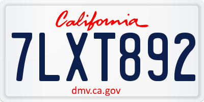 CA license plate 7LXT892