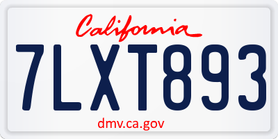 CA license plate 7LXT893