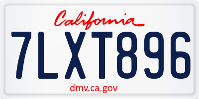 CA license plate 7LXT896