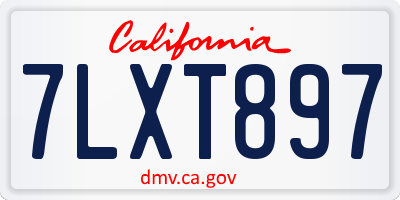 CA license plate 7LXT897