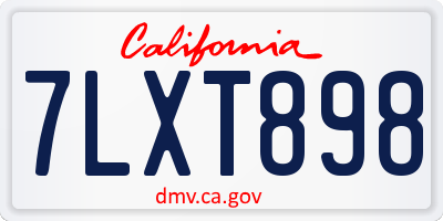 CA license plate 7LXT898