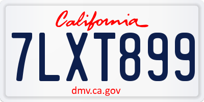 CA license plate 7LXT899
