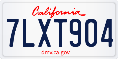 CA license plate 7LXT904