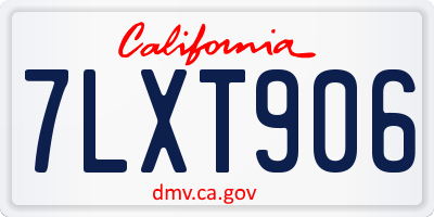 CA license plate 7LXT906