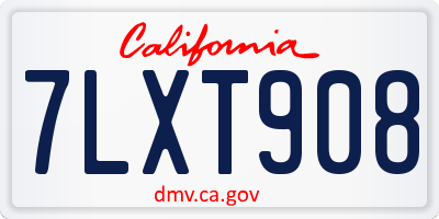 CA license plate 7LXT908