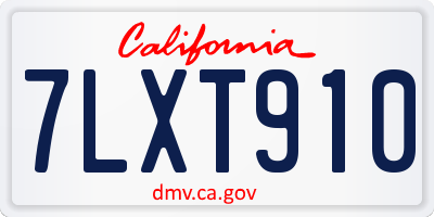 CA license plate 7LXT910