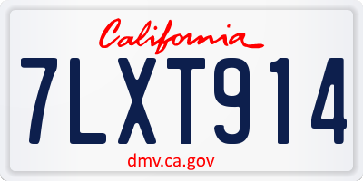 CA license plate 7LXT914