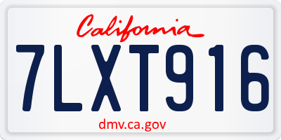 CA license plate 7LXT916