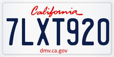 CA license plate 7LXT920