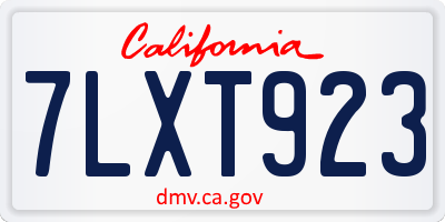 CA license plate 7LXT923