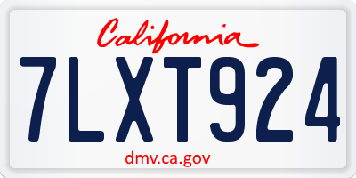 CA license plate 7LXT924