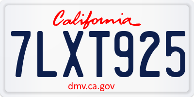 CA license plate 7LXT925