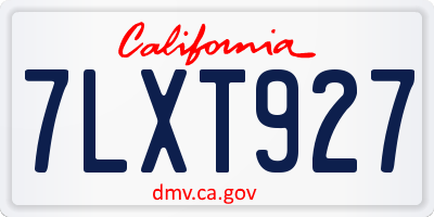 CA license plate 7LXT927