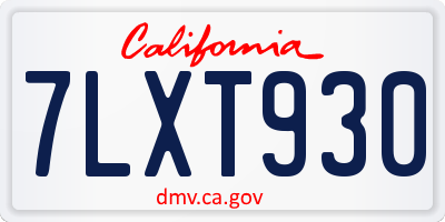 CA license plate 7LXT930
