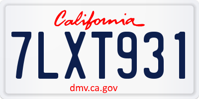 CA license plate 7LXT931