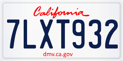 CA license plate 7LXT932