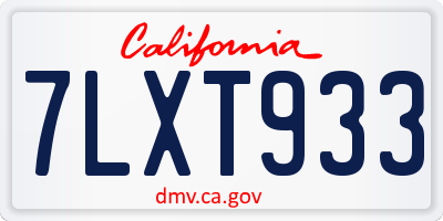 CA license plate 7LXT933