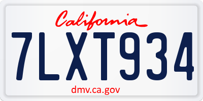 CA license plate 7LXT934
