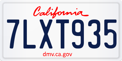 CA license plate 7LXT935