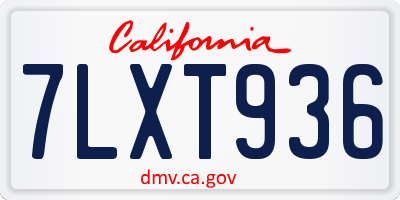 CA license plate 7LXT936