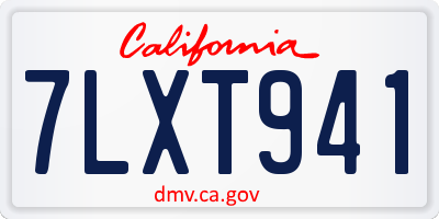 CA license plate 7LXT941