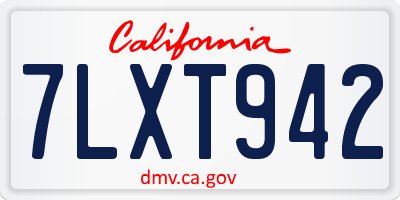 CA license plate 7LXT942