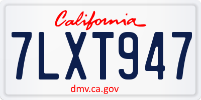 CA license plate 7LXT947