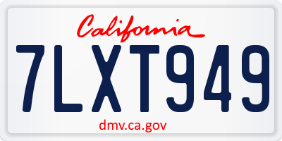 CA license plate 7LXT949