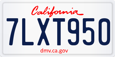 CA license plate 7LXT950